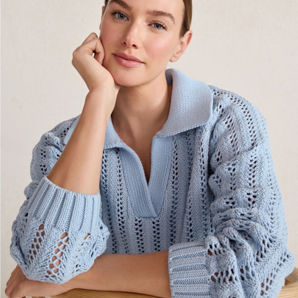 NWT HAVEN WELL WITHIN Open Stitch Johnny Collar
Sweater in Dewdrop Size M